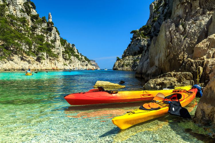 Kayaks at the Calanque d'En-Vau in Cassis