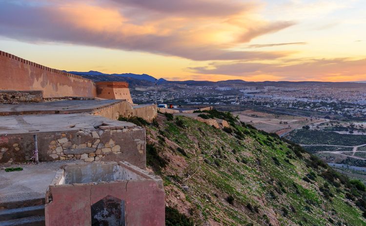 La forteresse d'Agadir au coucher du soleil