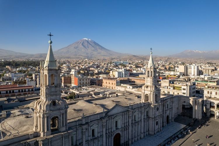 Veduta aerea della cattedrale di Arequipa