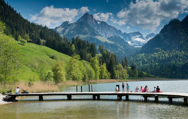 Baignade au bord du Schwarzsee