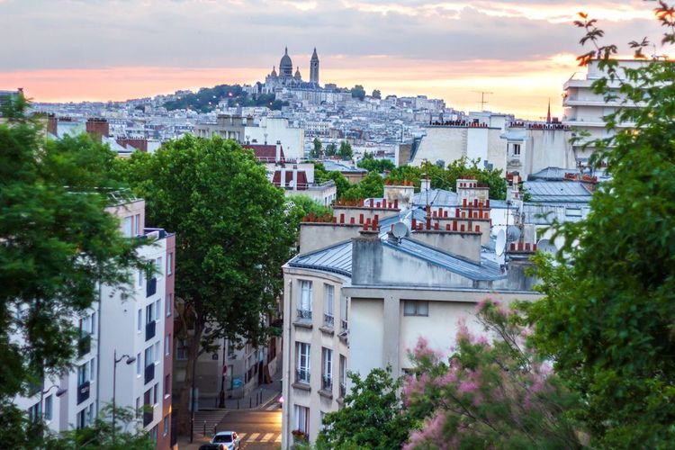 Vue panoramique sur la basilique du Sacré Coeur depuis la Butte Bergeyre.