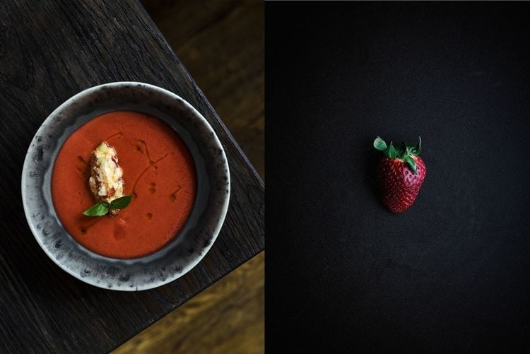 Gazpacho de fraise au restaurant 1497