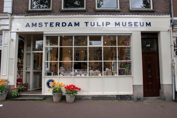 La devanture du musée de la tulipe à Amsterdam