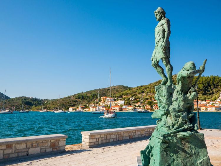 La statue de l'Odyssée sur l'île d'Ithaque, Grèce