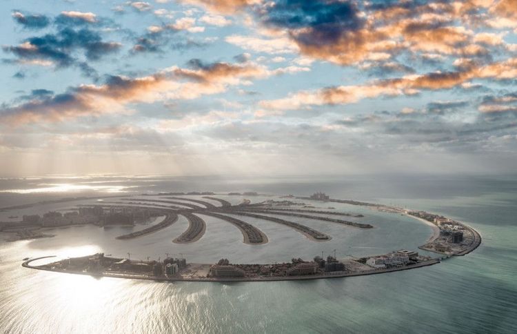 The Palm aus der Luft bei einem Hubschrauberflug