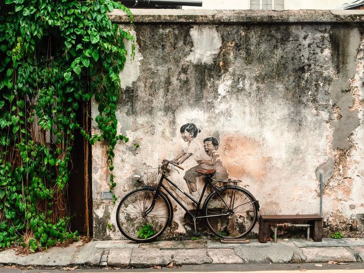 Une fresque murale sur l'île de Penang, Malaisie