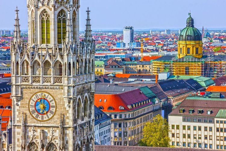 Vue sur le nouvel hôtel de ville de Munich, Allemagne
