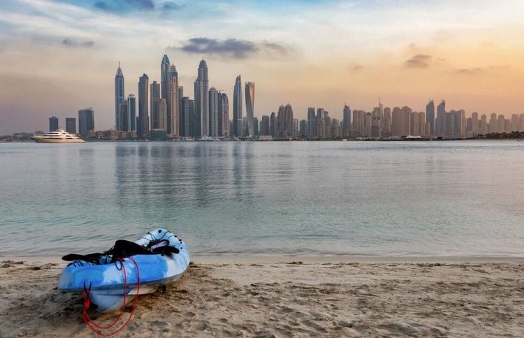 The Dubai skyline after a kayak trip