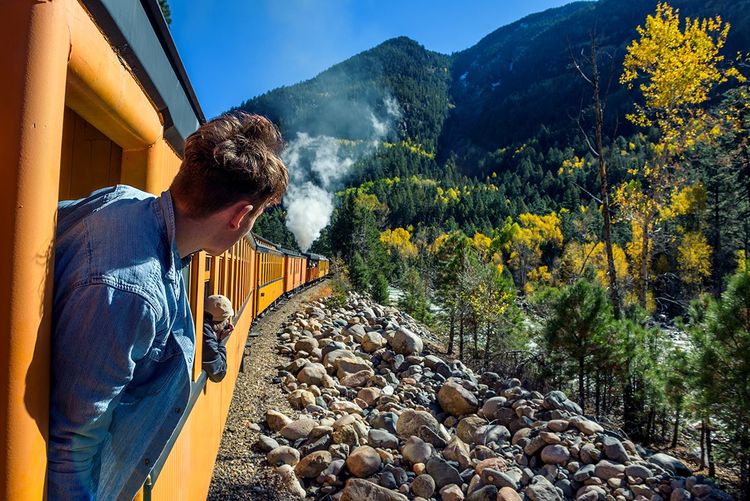 Aux USA, beaucou de trains touristiques, comme celui-ci entre Durango et Silverton, Colorado