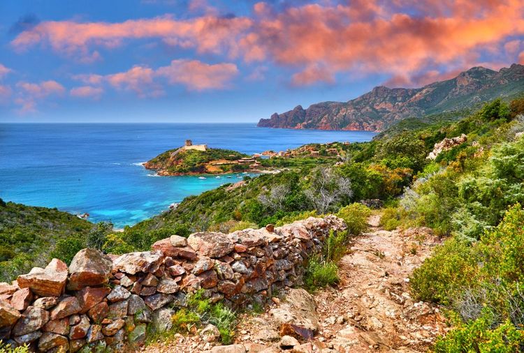 Panorama della baia di Girolata in Corsica, Corse-du-Sud