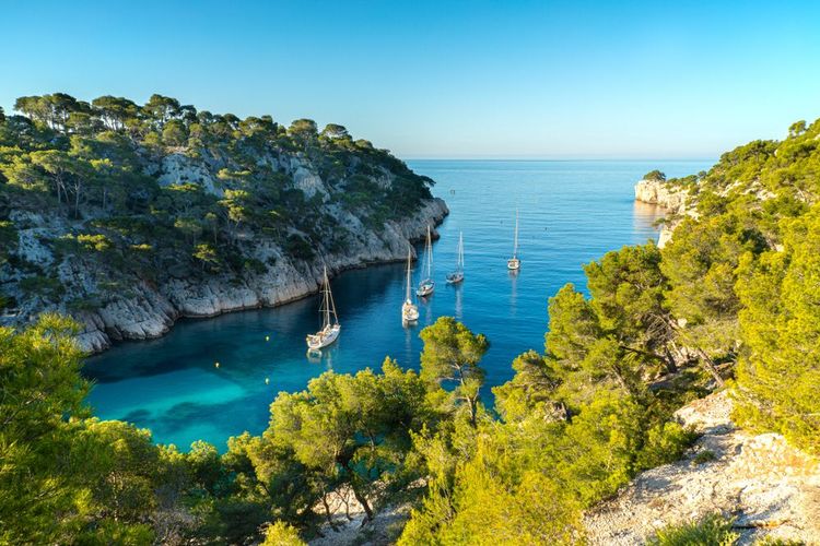 View of Calanque de Port Pin in Cassis