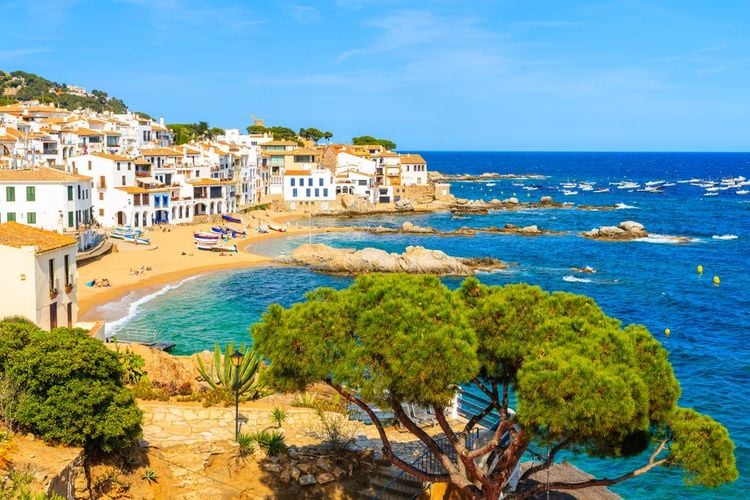 Vue sur la plage et le village de pêcheurs Calella de Palafrugell, Catalogne