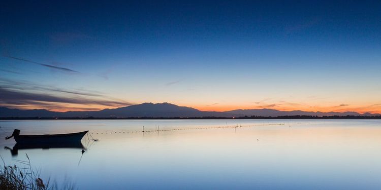 L'étang du Canet-en-Roussillon au coucher du soleil