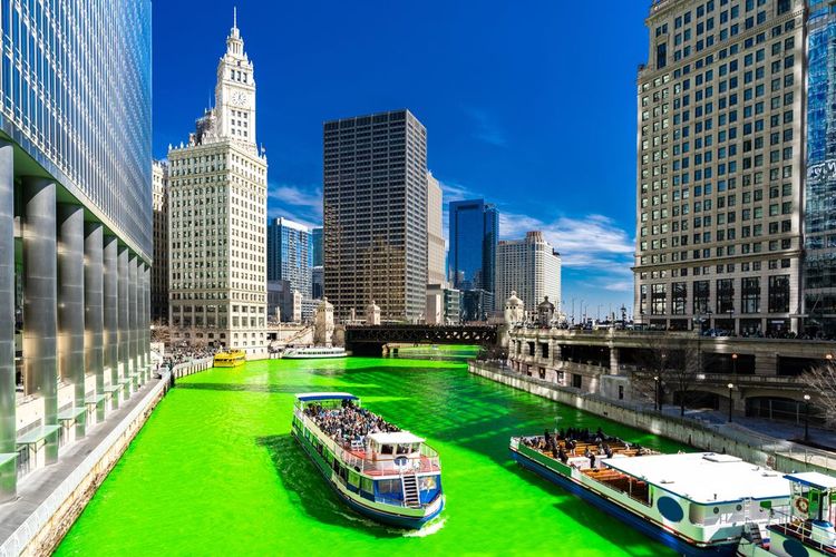 Le jour de la Saint Patrick à Chicago, États Unis