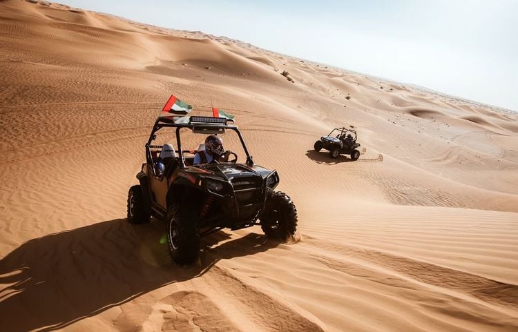 A buggy race in the desert gets the adrenalin flowing