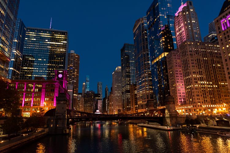 The Chicago River by night