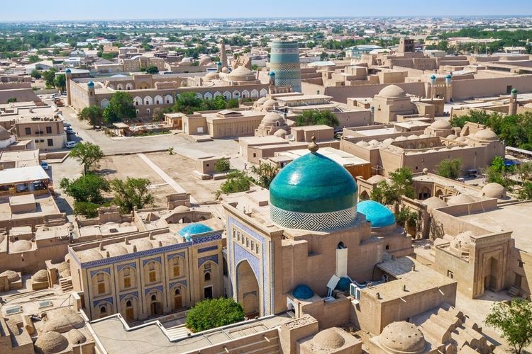 Panorama du centre historique de Khiva (Ouzbékistan)