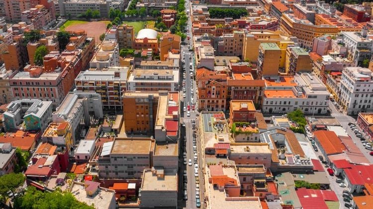 Vue aérienne du quartier San Lorenzo de Rome