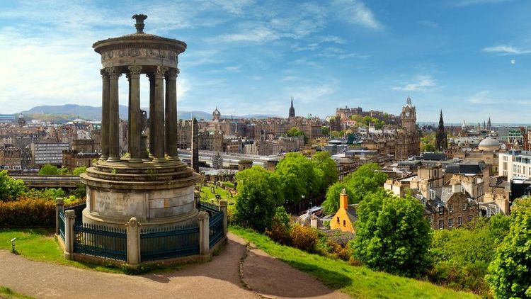 Vue du château d'Édimbourg depuis la colline de Calton, Écosse