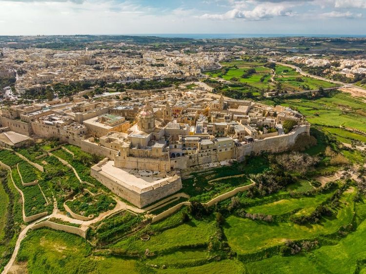 Vue aérienne de Mdina, l'ancienne capitale de Malte.