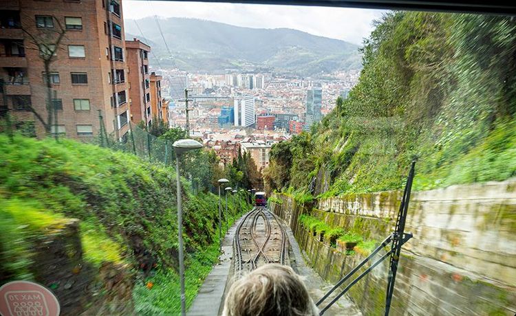 La vue sur Bilbao depuis la cabine de pilotage du funiculaire