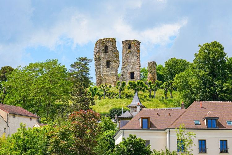 Ruines du château de Montfort-l'Amaury dominant la ville, Yvelines, France