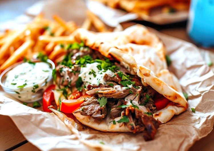 Gyros servi dans un pain pita