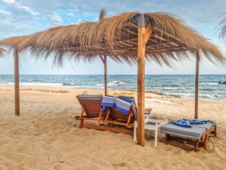 Paysage sur une plage à Hammamet, Tunisie