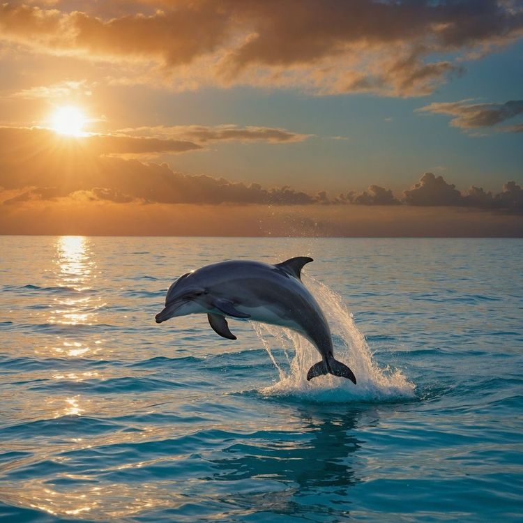 Un dauphin au coucher du soleil