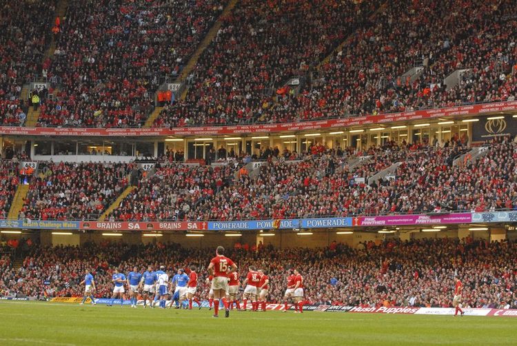 The Welsh National Team prepares to meet Italy at Cardiff's Millennium Stadium.