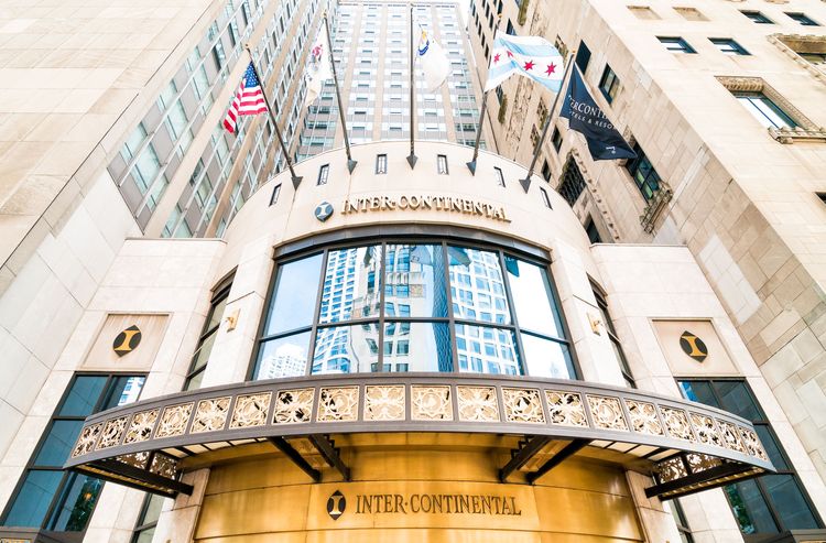 The entrance to Chicago's InterContinental Hotel