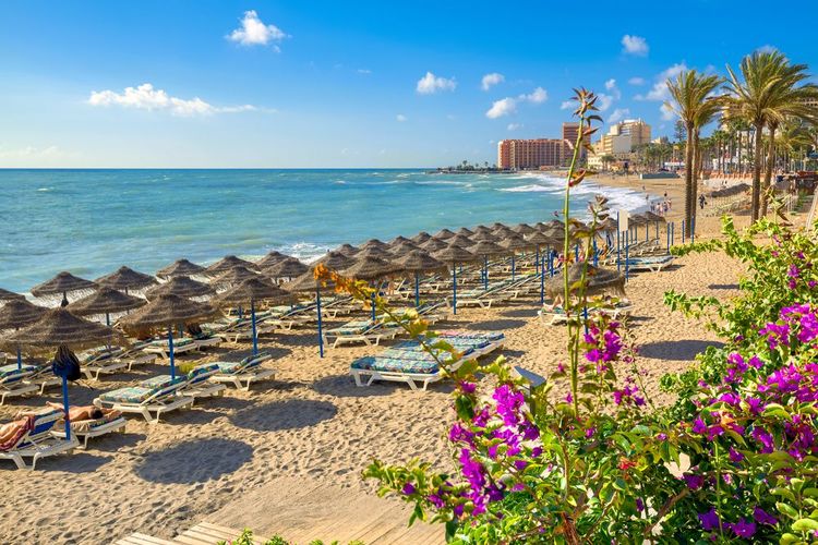 Plage à Benalmadena. Province de Malaga, Andalousie, Espagne