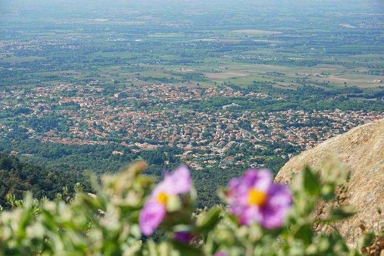 Vista aerea di Sorède dalle alture di Albères