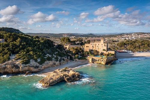 Vue Aérienne Sur Cala Jovera, Tarragone, Costa Dorada, Espagne