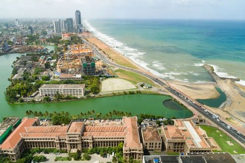 The Galle Face Green promenade, facing the Indian Ocean