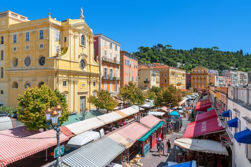 Colourful morning shopping at the Cours Saleya market in Nice